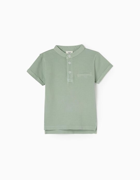 Polo Mao Collar for Baby Boys, Aqua Green