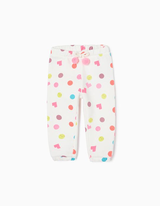 Cotton Joggers for Baby Girls, White