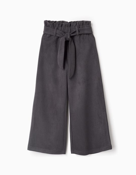 Comprar Online Calças Interlock para Menina 'Wide Leg', Cinza Escuro