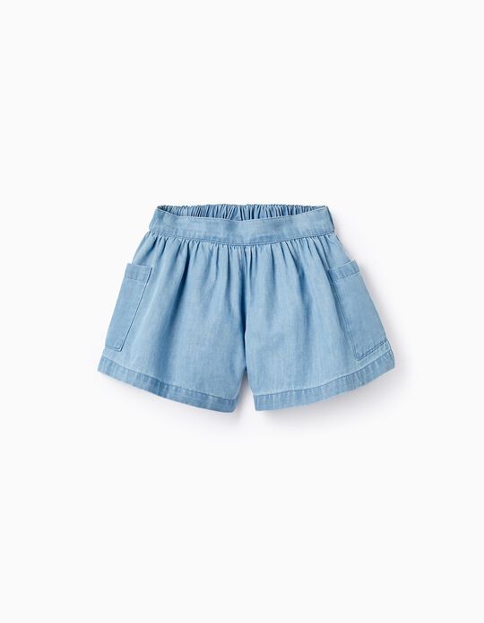 Denim Cotton Shorts for Baby Girls, Blue