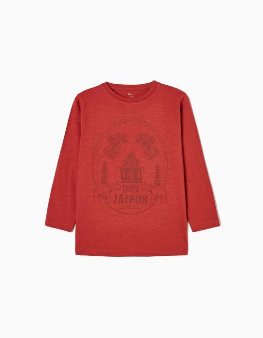 Cotton T-shirt for Boys 'India', Brick Red