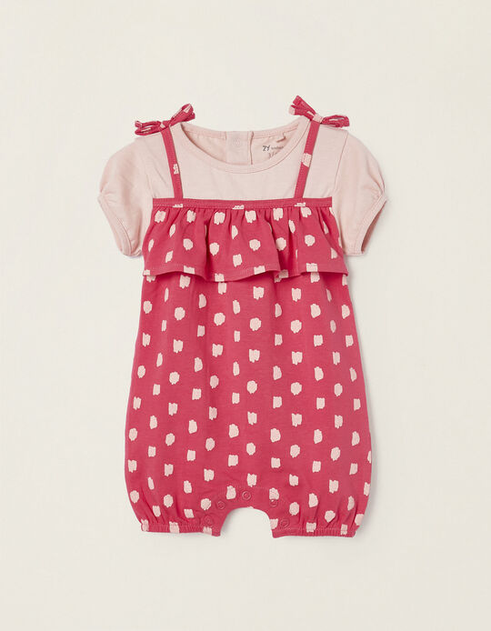 Jumpsuit with Frills and Bows for Newborns, Pink
