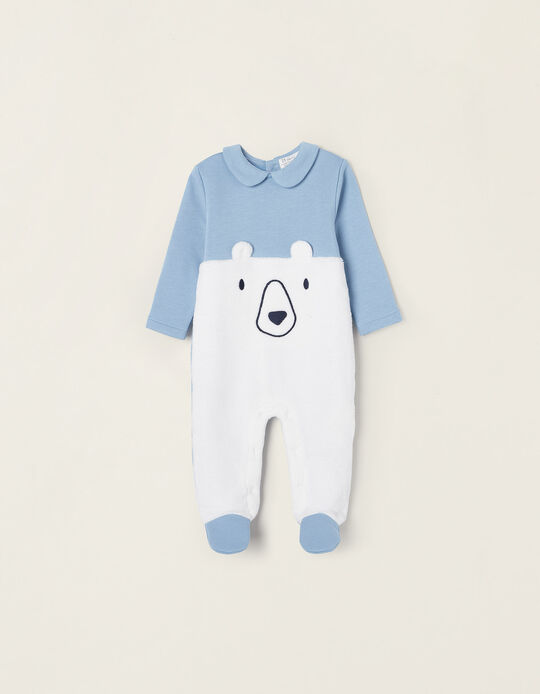 Babygrow para Recém-Nascido 'Teddy Bear', Azul/Branco