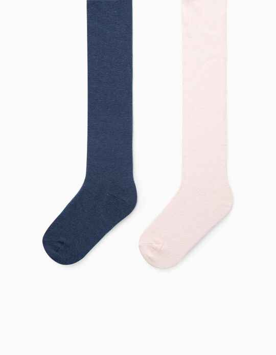 2 Tights for Girls, Pink/Blue
