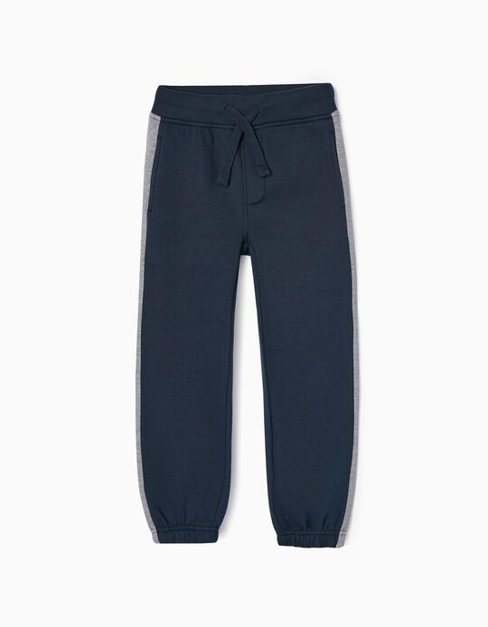 Pantalon de Jogging Garçon 'Slim Fit', Bleu Foncé/Gris