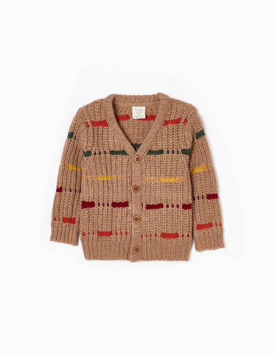 Chunky Knit Cardigan for Baby Boys, Brown