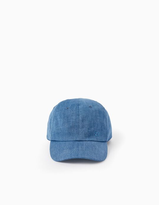 Cap in Cotton Denim for Children 'ZY', Blue
