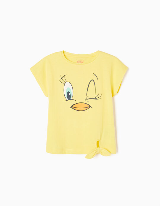 Cotton T-shirt for Girls 'Tweety', Yellow