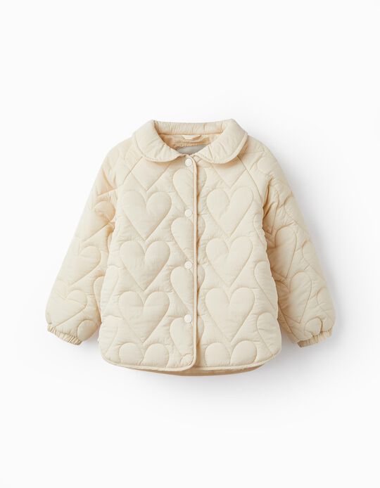 Padded Jacket for Girls 'Hearts', Beige