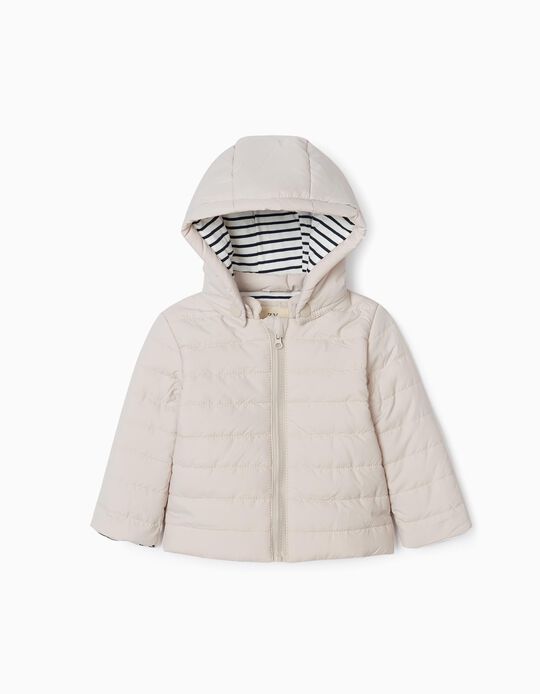Quilted Jacket for Newborn Baby Boys, Beige