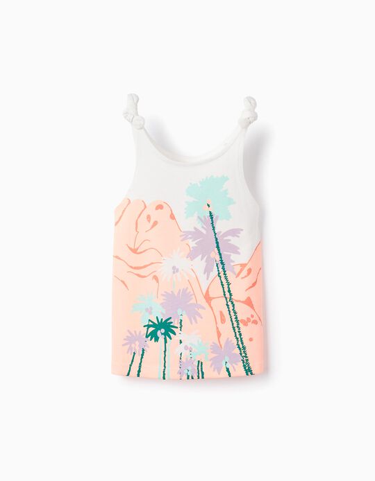 Cotton Top with Print for Girls 'Palm Trees', Multicolour
