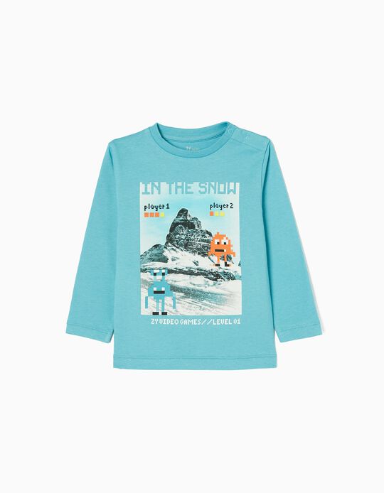 Camiseta de Manga Larga de Algodón para Bebé Niño 'Monstruos', Azul