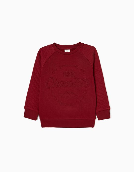 Cotton Fleece Sweatshirt for Boys 'Chocolate', Dark Red