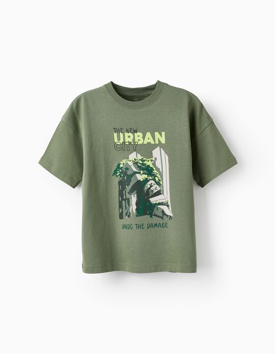 Camiseta de Algodón para Niño 'The New Urban City', Verde