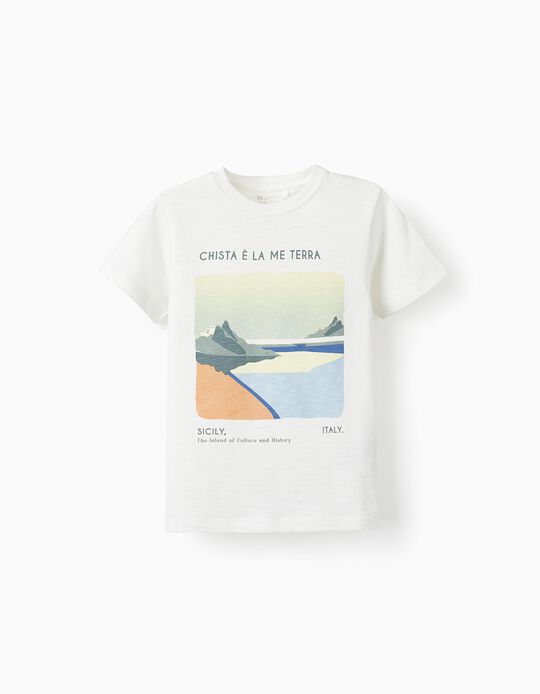 T-shirt en coton pour garçon 'Sicily', Blanc