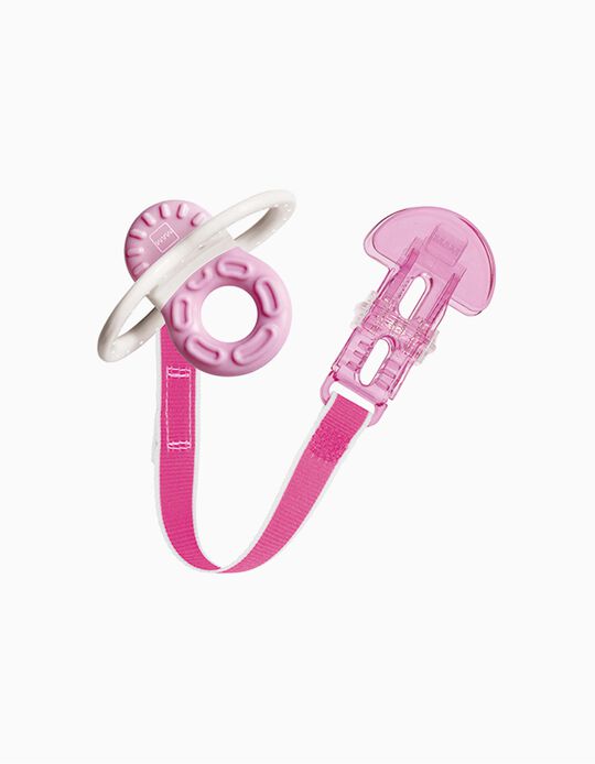 Pack Teether Soother + Clip Pink Mam 2M+
