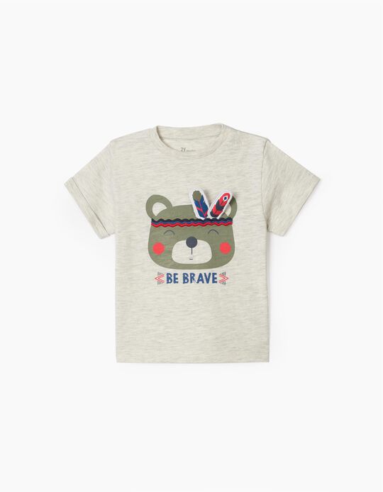 Camiseta para Bebé Niño 'Be Brave', Gris