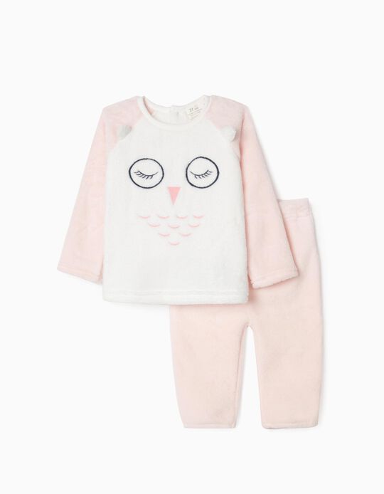 Pyjama Bébé Fille 'Owl', Blanc/Rose