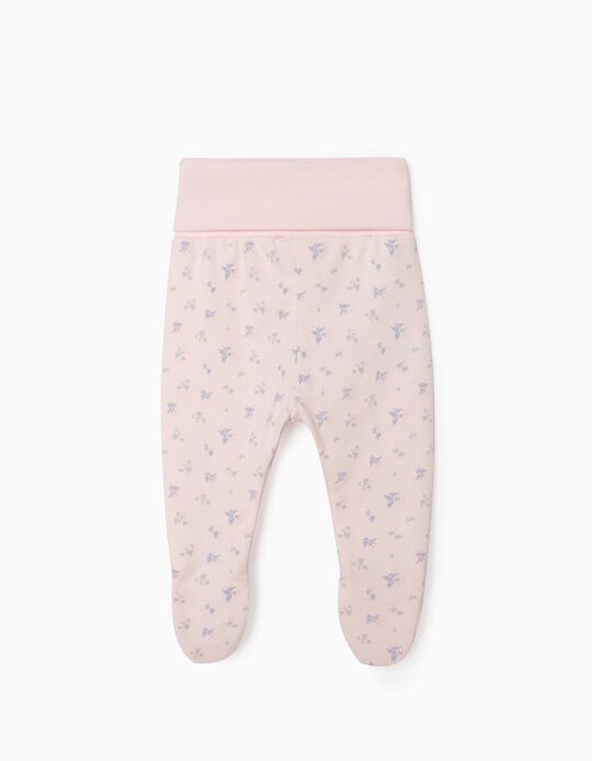 Footed Trousers for Newborn Baby Girls, 'WH', Pink