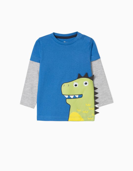 T-Shirt Manches Longues Bébé Garçon 'Dino', Bleu