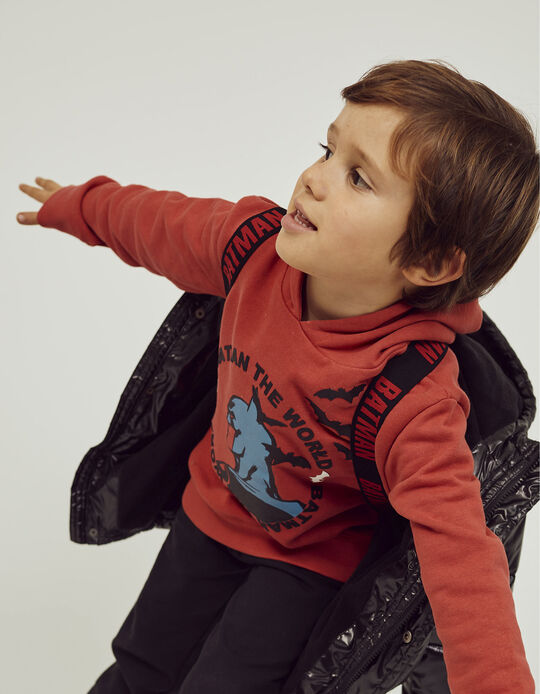 Cotton Hooded Sweatshirt for Boys 'Batman', Red