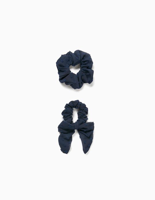 2-Pack Scrunchies for Babies and Girls, Dark Blue