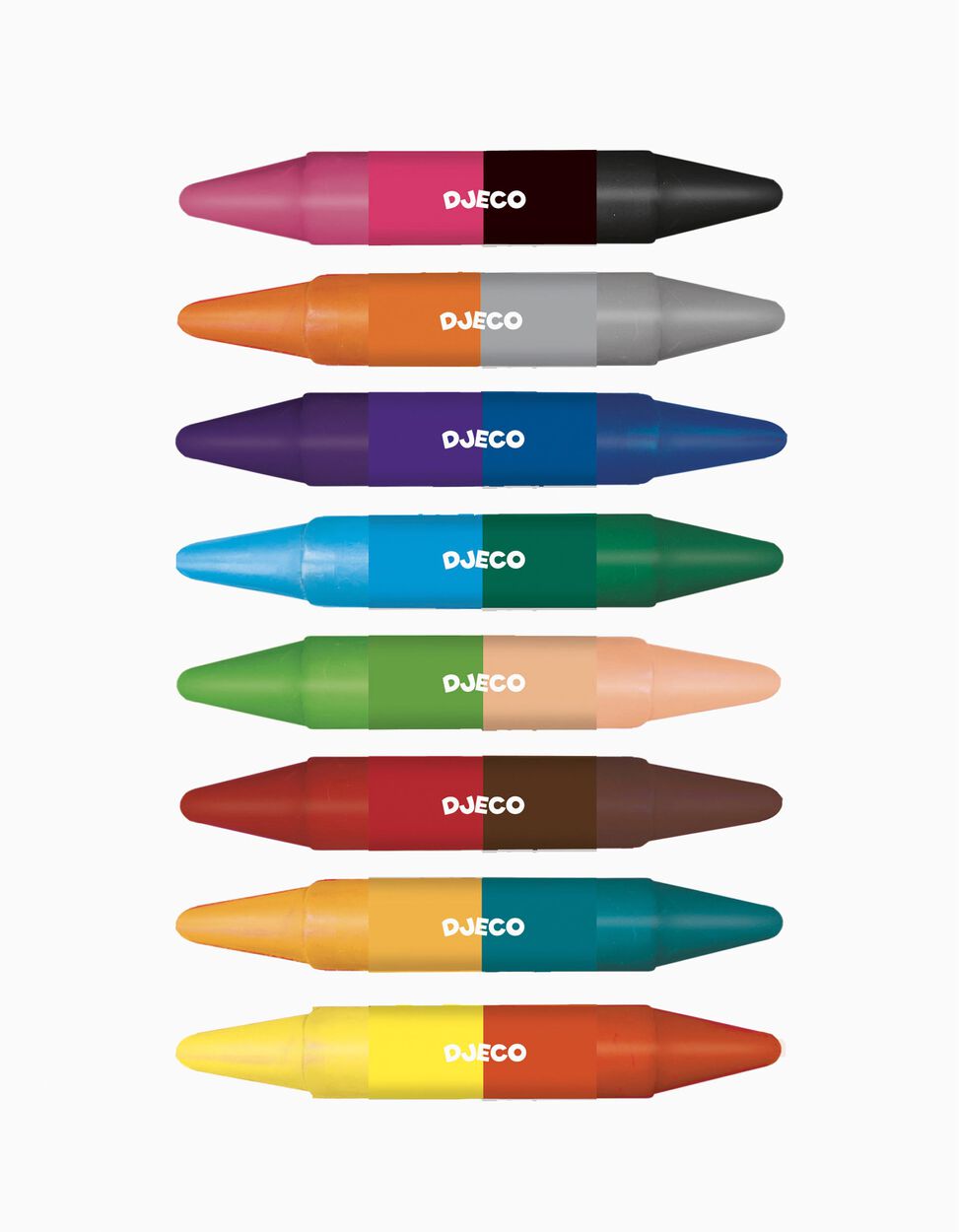 8 Crayons de Cire à Deux Pointes (16 couleurs) Djeco 3A+