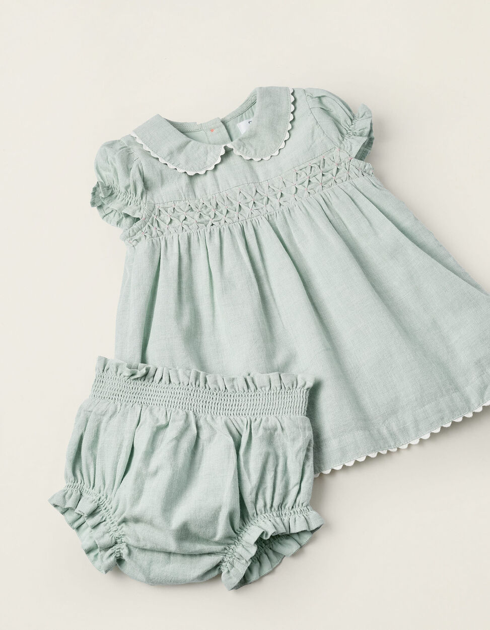 Buy Online Dress + Cotton Bloomers for Newborn Girls, Green