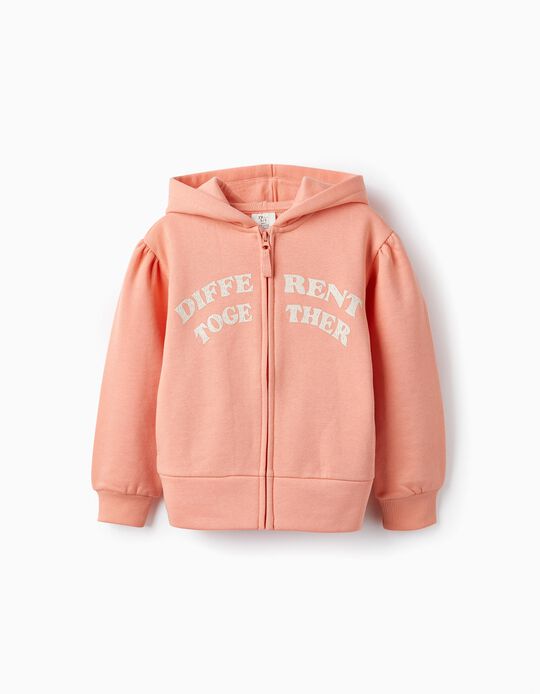 Hooded Jacket for Girls 'Different Together', Coral
