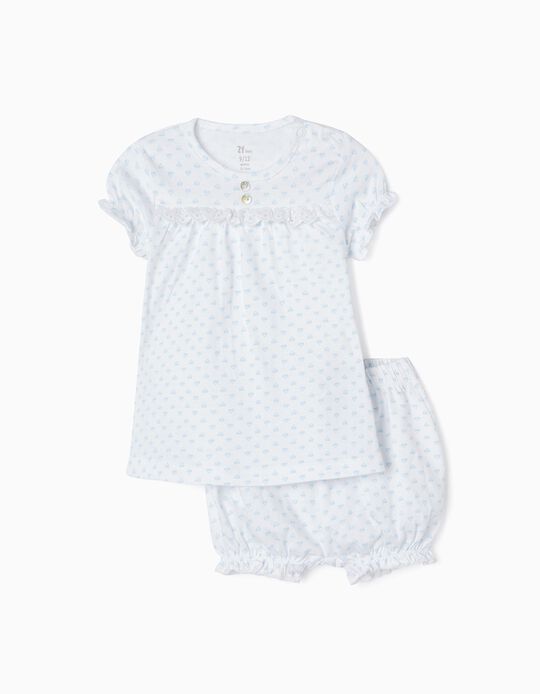 Pijama de Algodón para Bebé Niña 'Corazones', Blanco