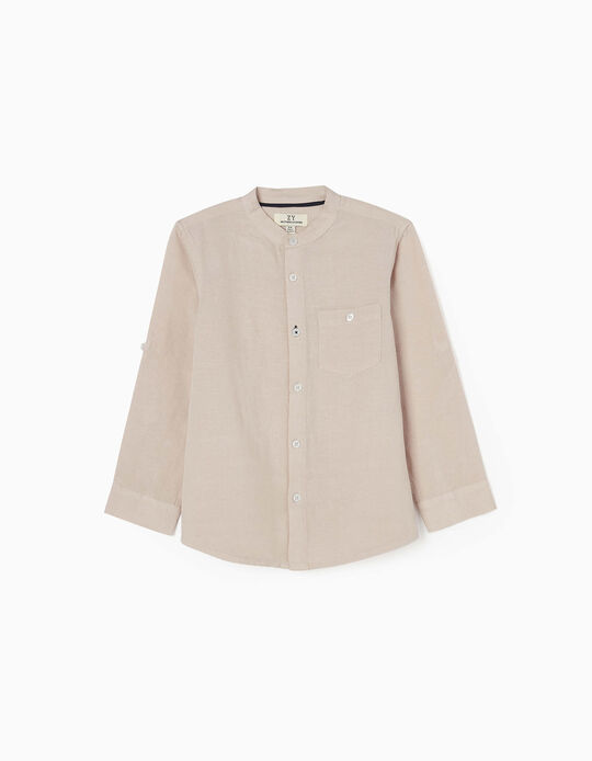 Shirt with Mao Collar for Boys 'B&S', Beige