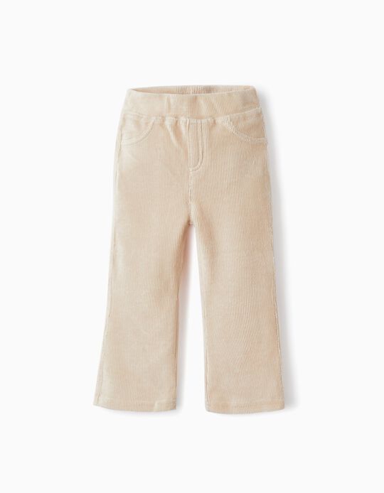 Corduroy Trousers for Baby Girls, Beige