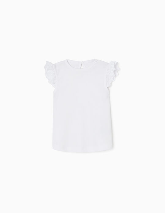 Camiseta Sin Mangas de Algodón para Bebé Niña, Blanca