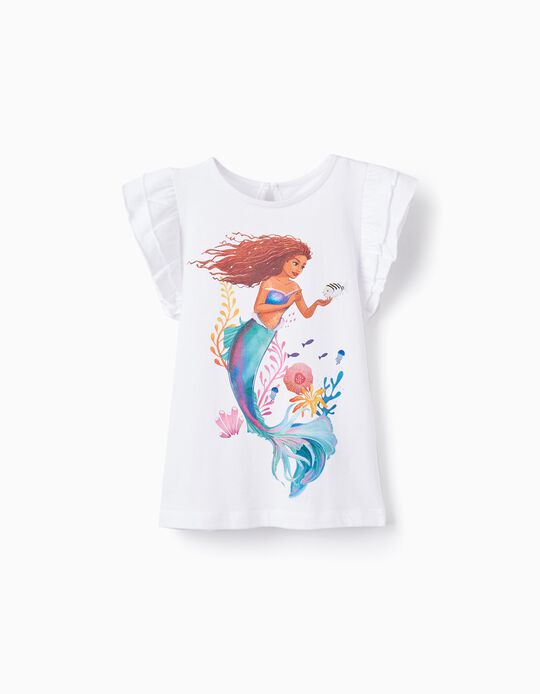 T-shirt sem Mangas em Algodão para Menina 'Ariel', Branco