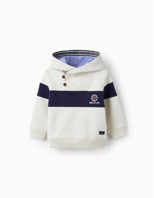 Hooded Cotton Sweater for Baby Boys 'Royals Off Duty', White