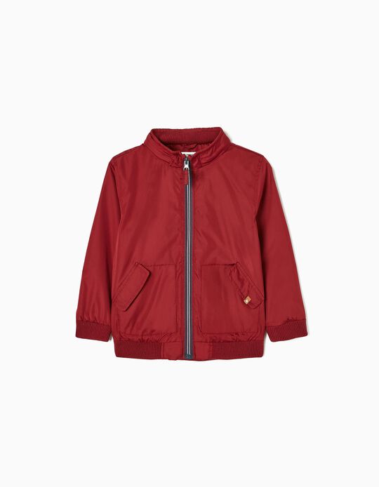 Windbreaker Jacket for Boys, Dark Red