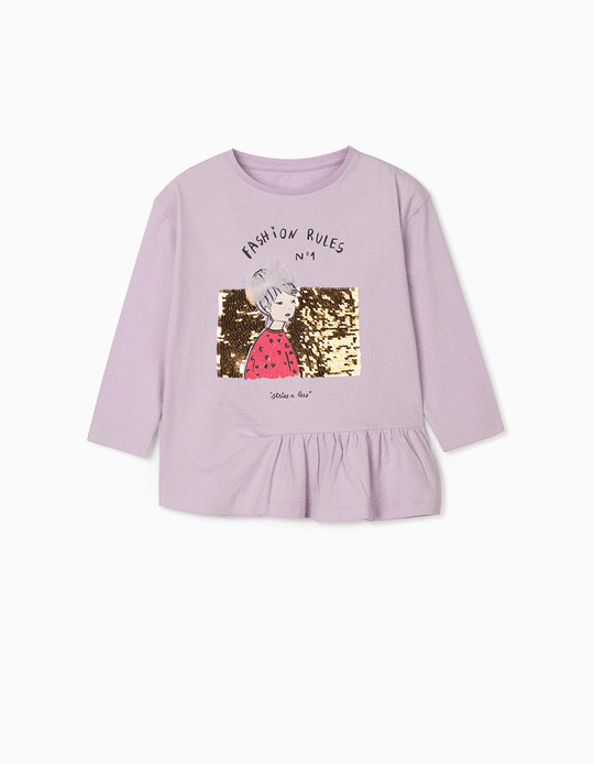 T-shirt manches longues fille 'Fashion', lilas