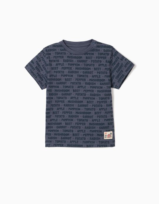 Printed T-shirt for Baby Boys, 'Wanted', Dark Blue