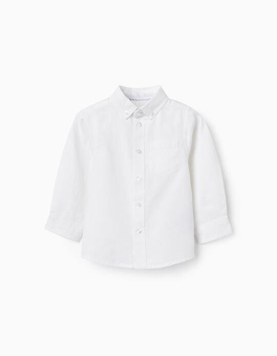 Camisa Clásica de Algodón para Bebé Niño, Blanco