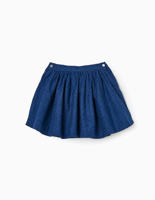 Skirt with Broderie Anglaise for Girls, Blue
