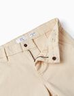 Buy Online Cotton Twill Chino Shorts For Boys 'Midi', Beige