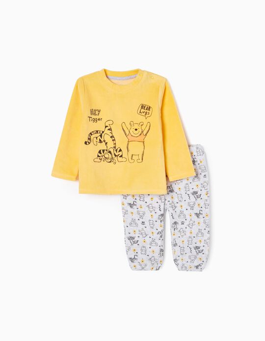 Pijama de Terciopelo de Algodón para Bebé 'Winnie the Pooh', Gris/Amarillo