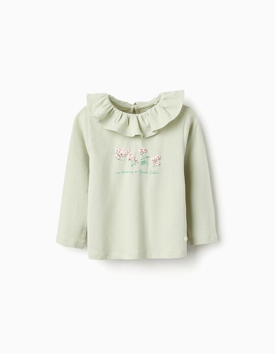 Comprar Online T-shirt de Manga Comprida para Bebé Menina 'Flores', Verde