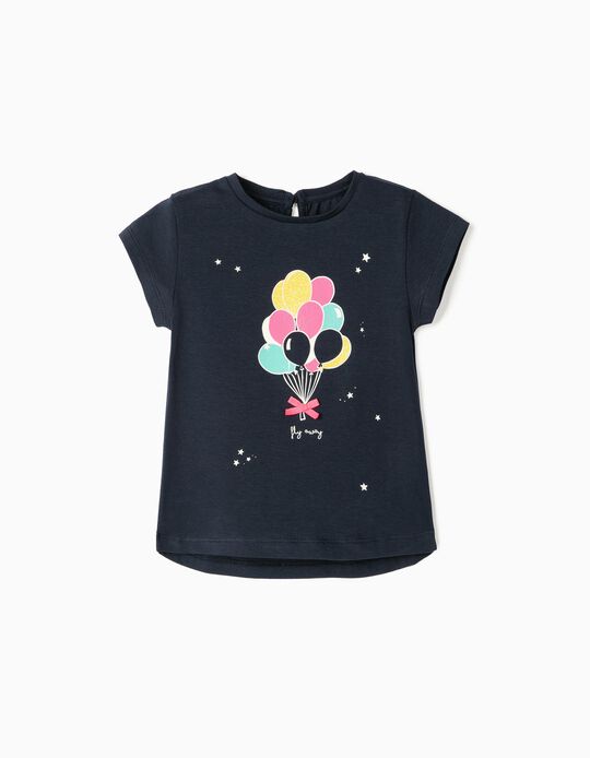 T-Shirt para Bebé Menina 'Fly Away', Azul Escuro