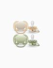 2 Chupetas Philips/Avent Ultra Soft Silicone 0-6M, Verde/Bege