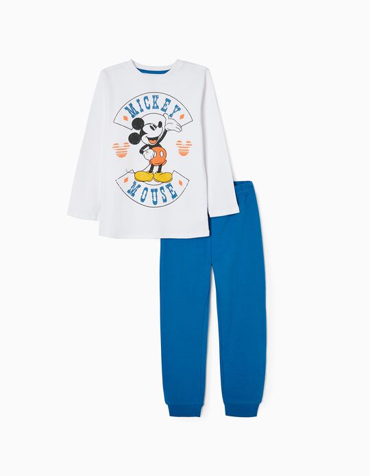 Cotton Pyjamas for Boys 'Vintage Mickey', Blue/White