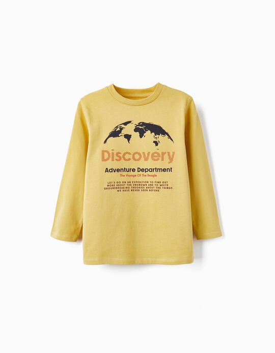 Long Sleeve Cotton T-Shirt for Boys 'Discovery', Yellow