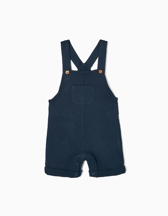 Short Cotton Dungarees for Baby Boys, Dark Blue