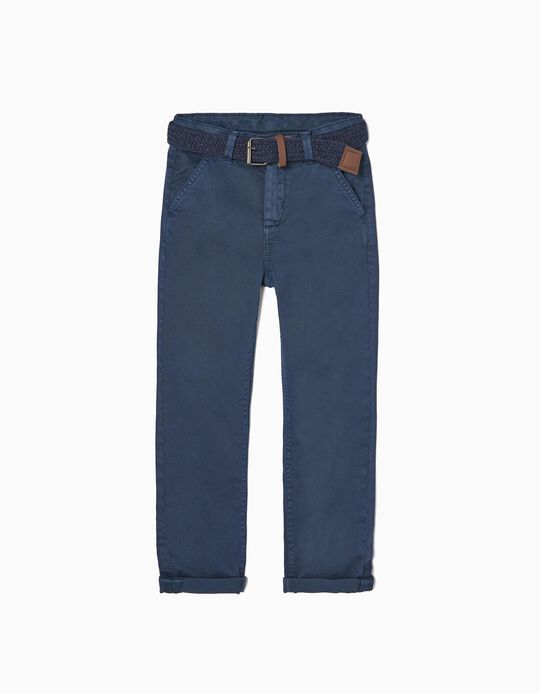 Trousers with Belt for Boys 'Slim Fit', Dark Blue