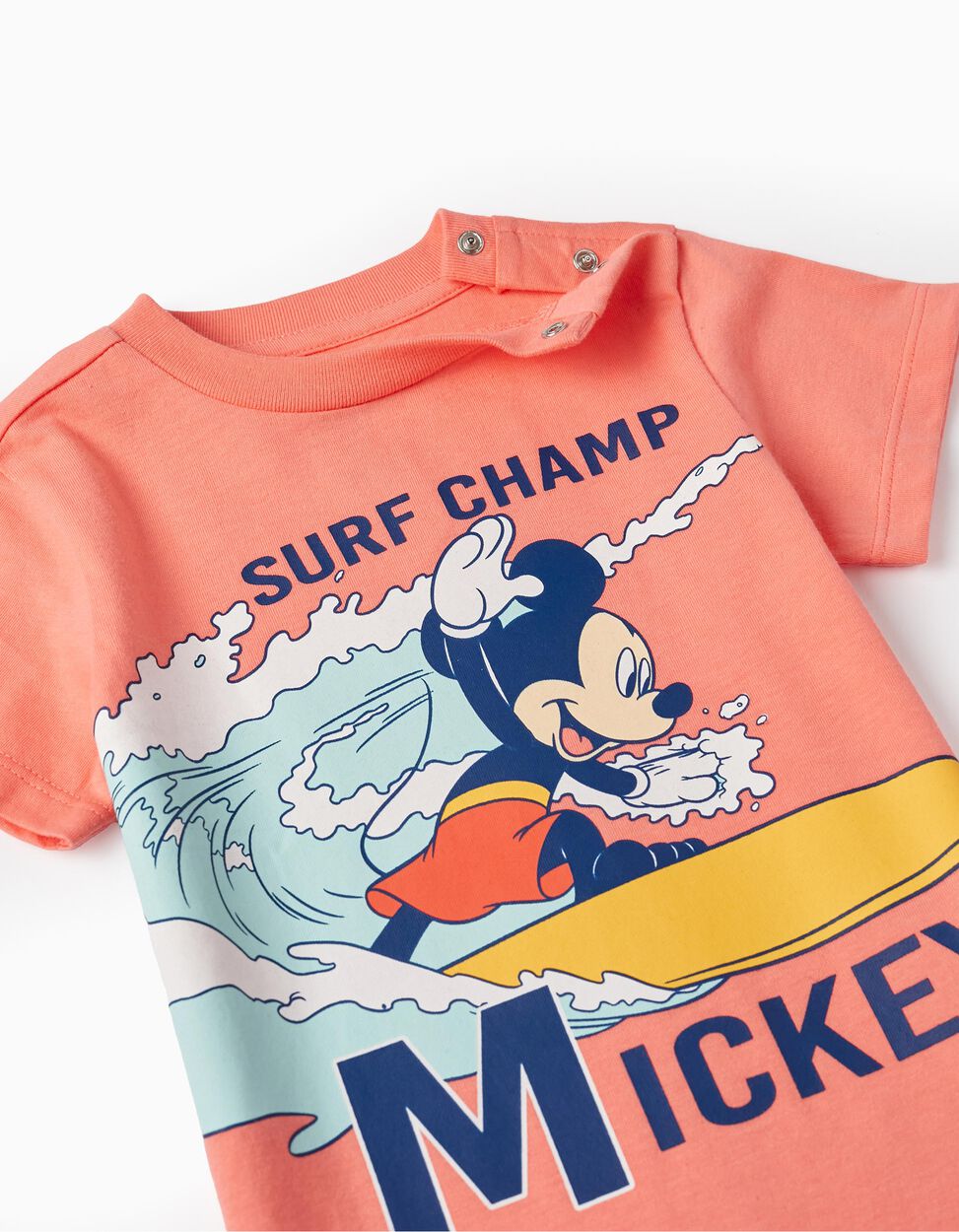 Comprar Online Camiseta de Algodón para Bebé Niño 'Disney - Mickey Mouse', Salmón